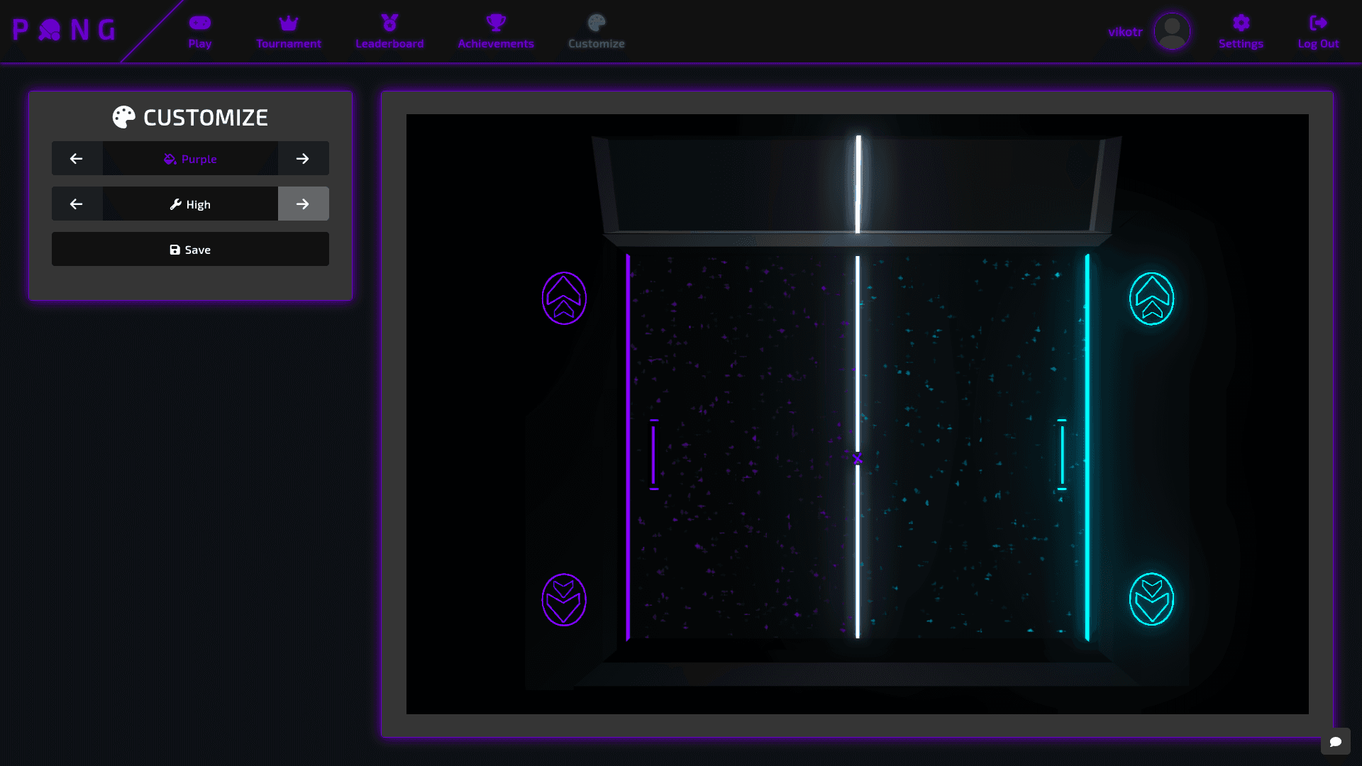 The customization page of the website