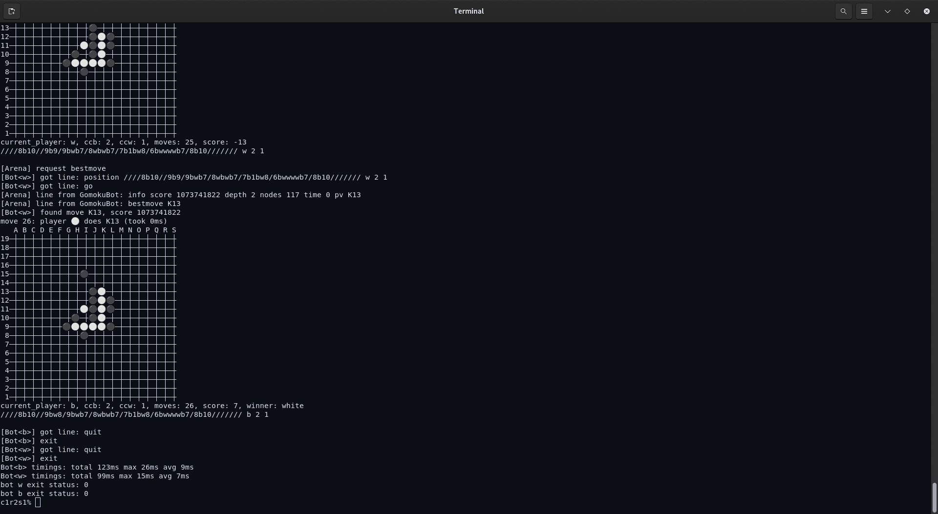 CLI-based AI versus AI match output