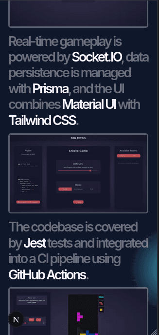 another one of the projects page, but on mobile