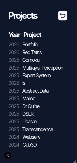 the /project page, but on mobile