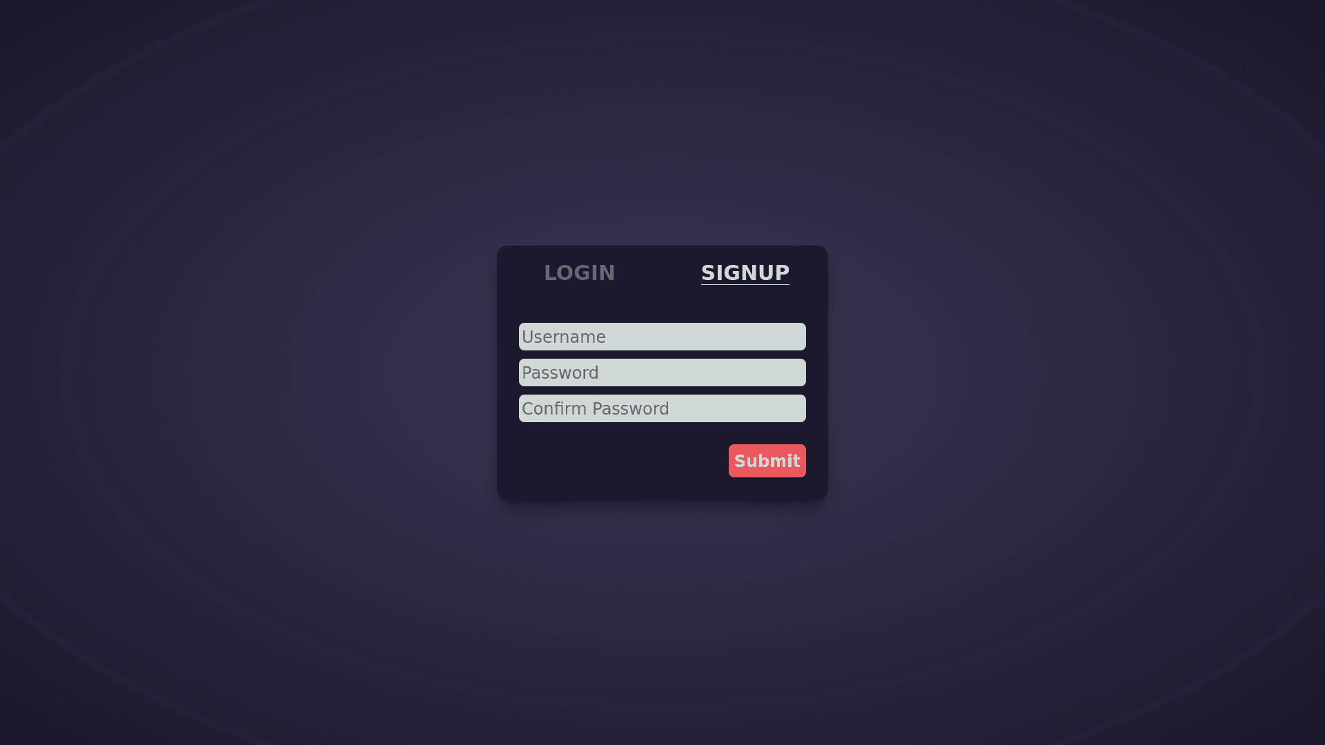 The login page of the website